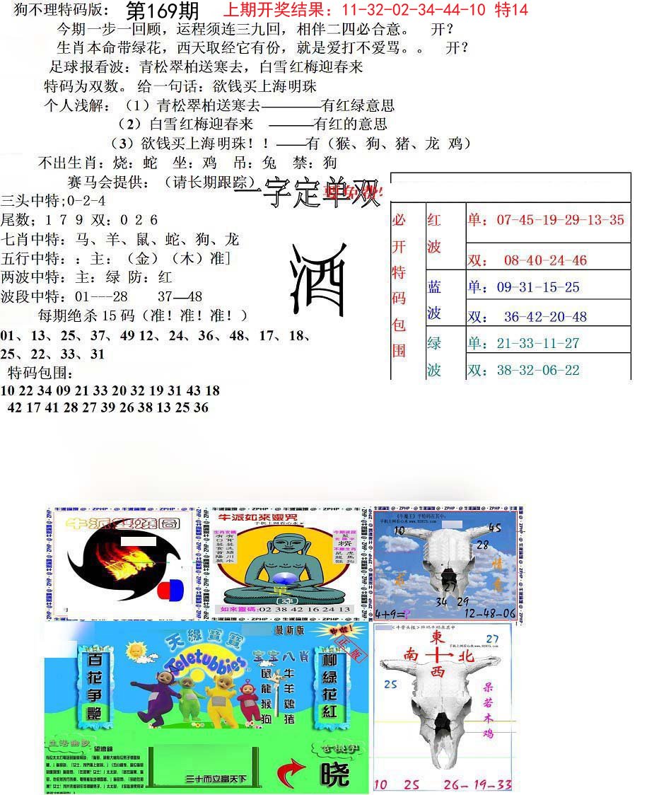 2024169期狗不理特码报