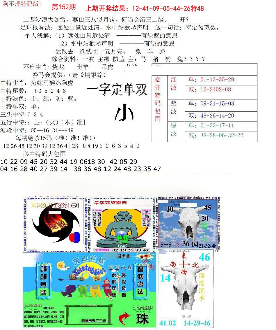 2024152期狗不理特码报