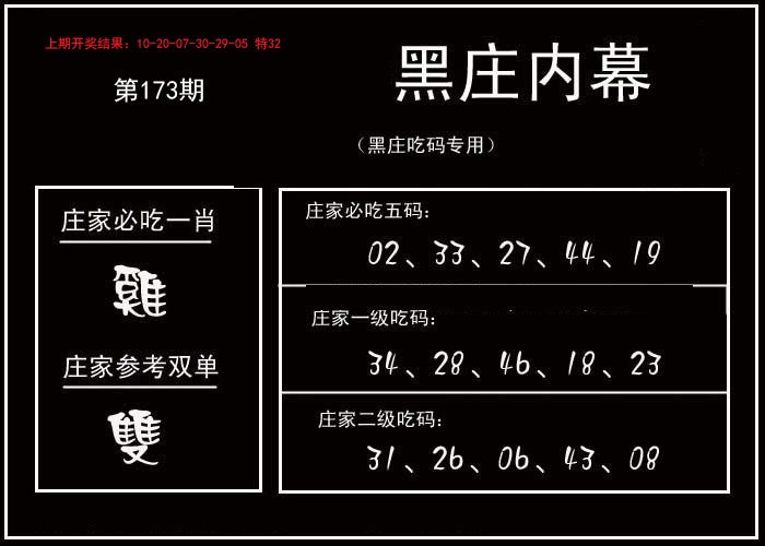 2024173期黑庄内幕