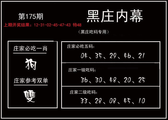 2024175期黑庄内幕