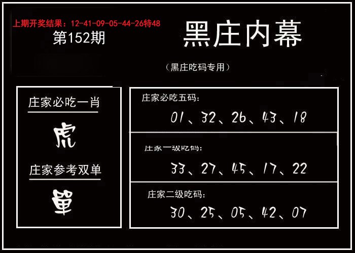 2024152期黑庄内幕