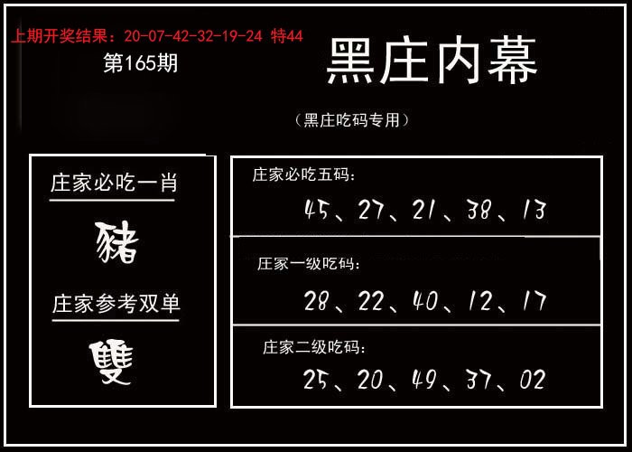 2024165期黑庄内幕