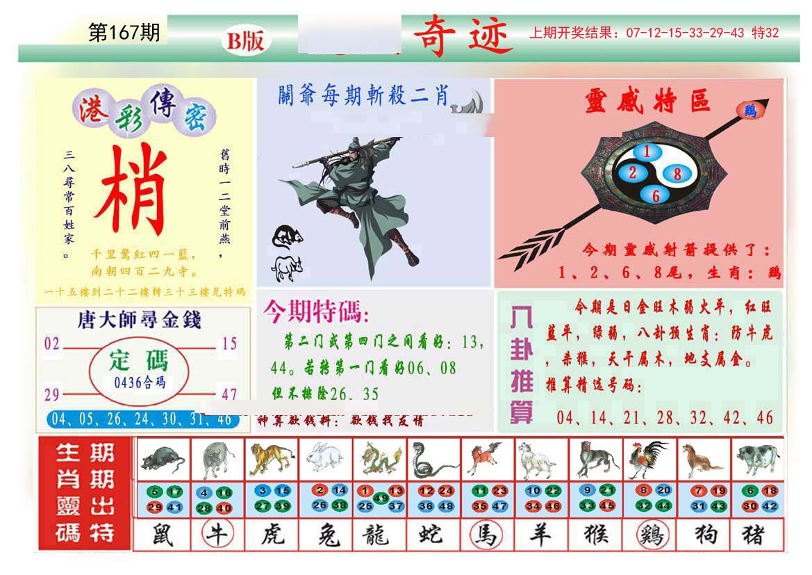 2024167期九龍奇迹B(推荐)