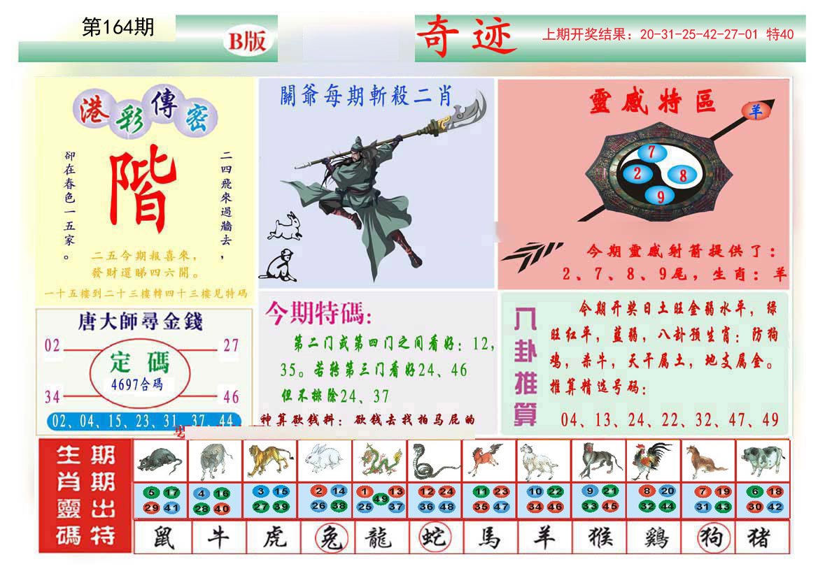 2024164期九龍奇迹B(推荐)