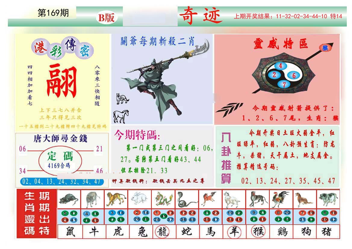 2024169期九龍奇迹B(推荐)