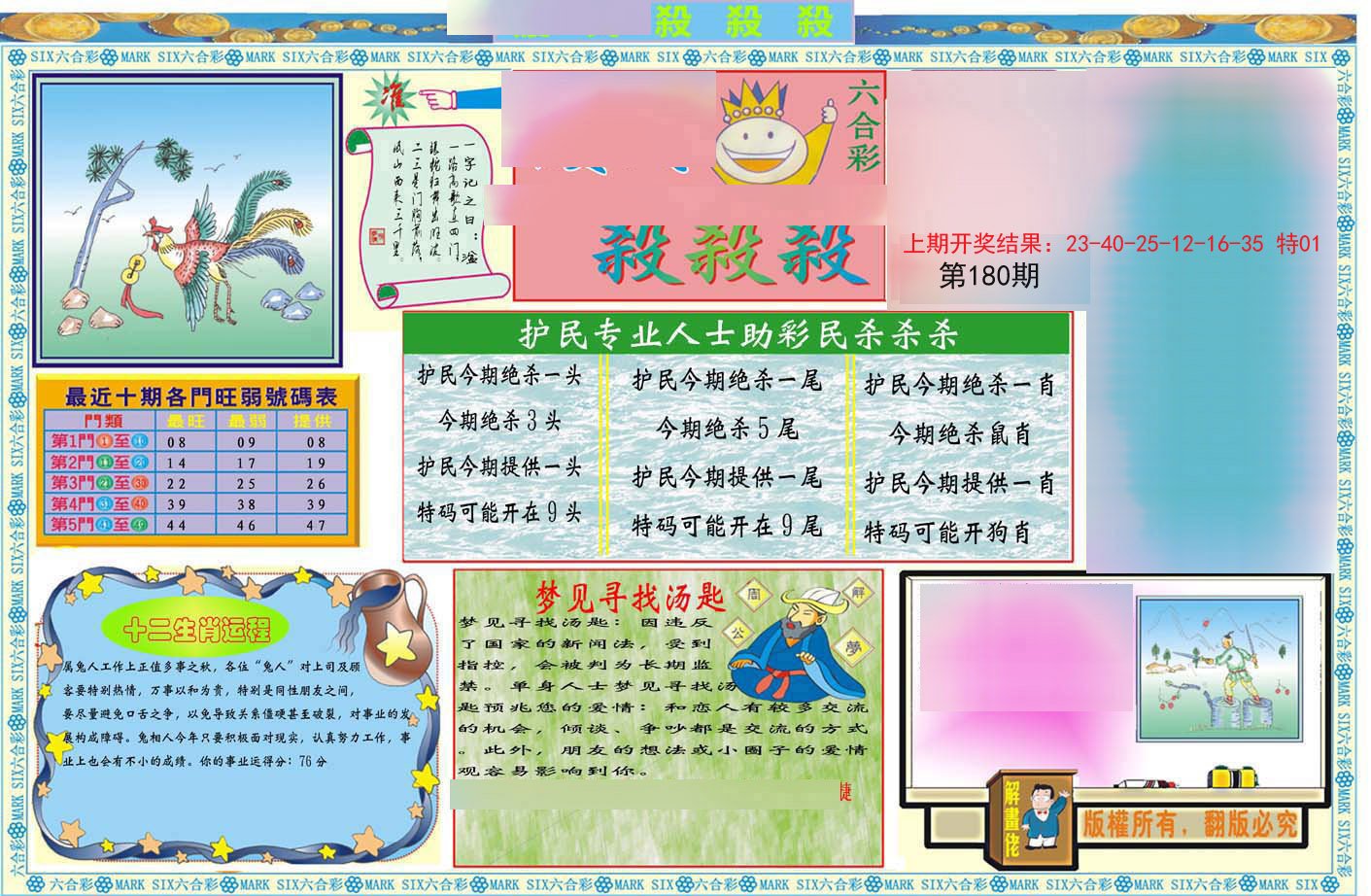 2024180期九龍杀杀杀A(推荐)