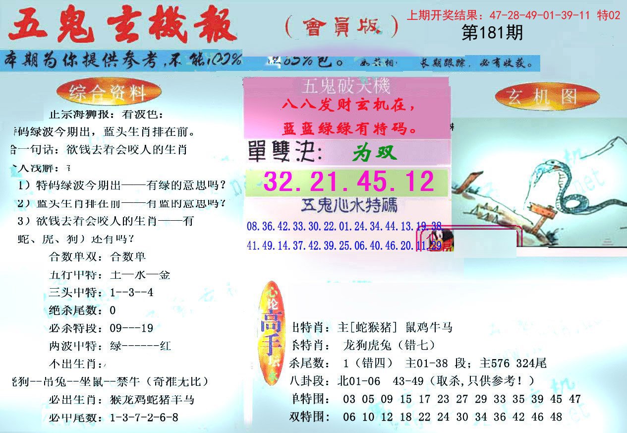 2024181期新五鬼玄机