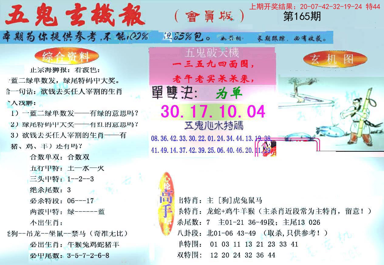 2024165期新五鬼玄机
