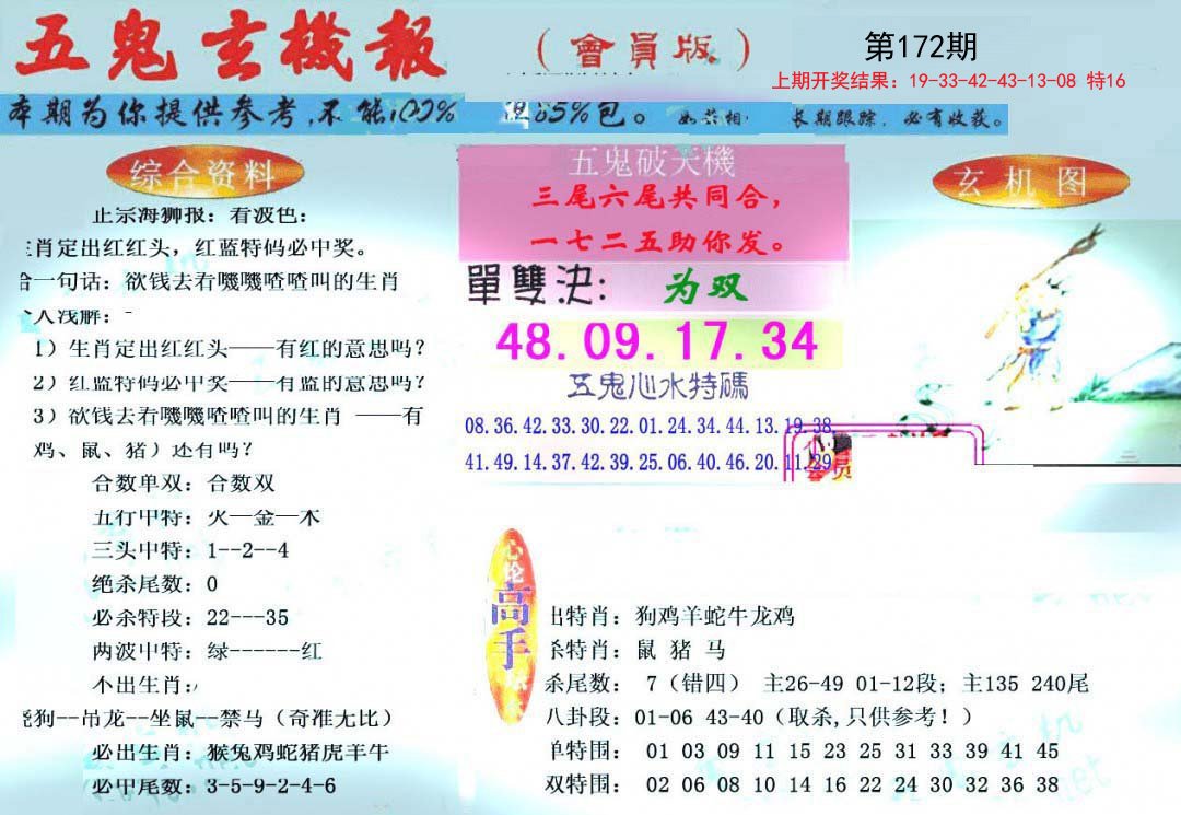 2024172期新五鬼玄机