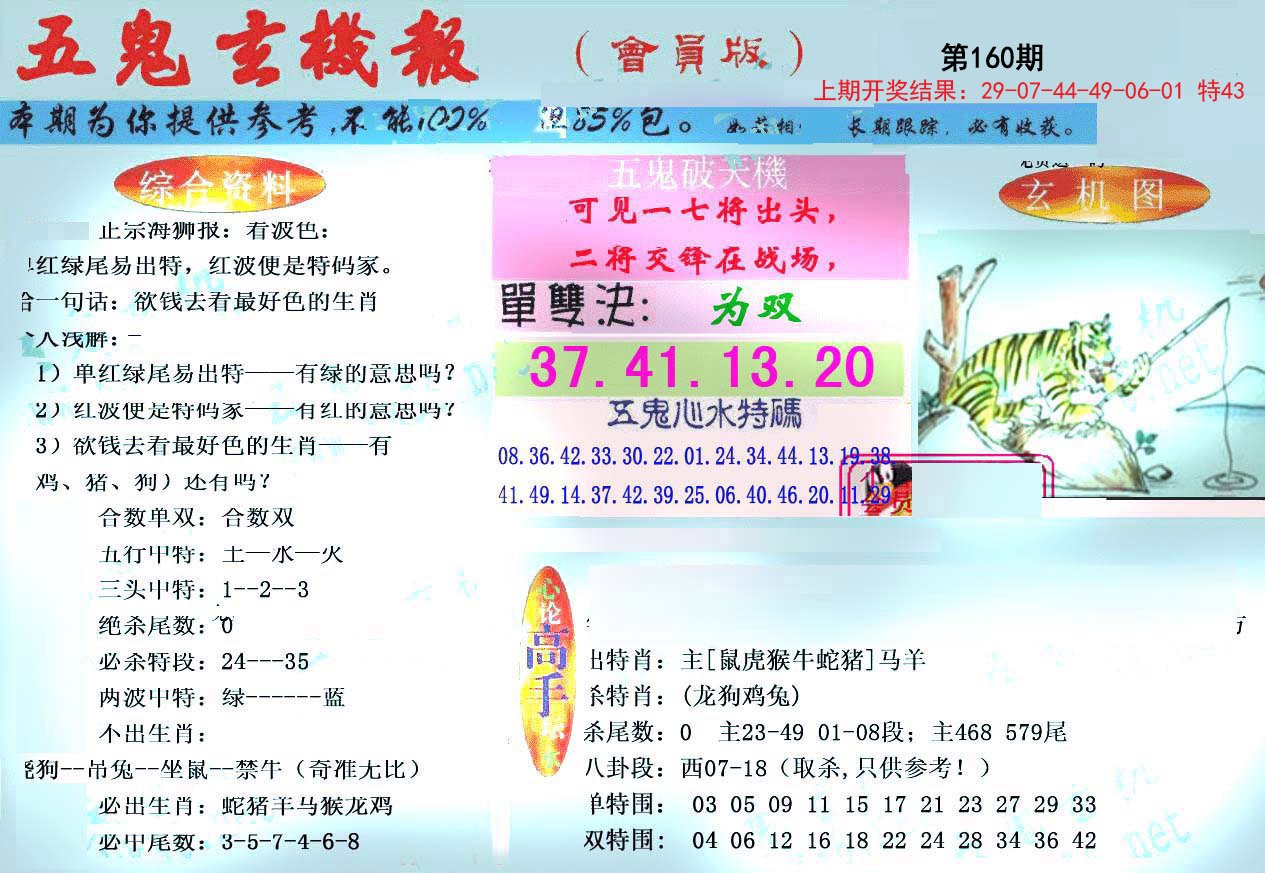 2024160期新五鬼玄机