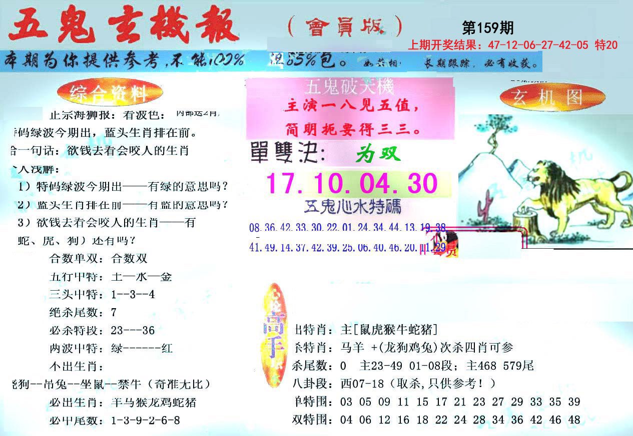 2024159期新五鬼玄机