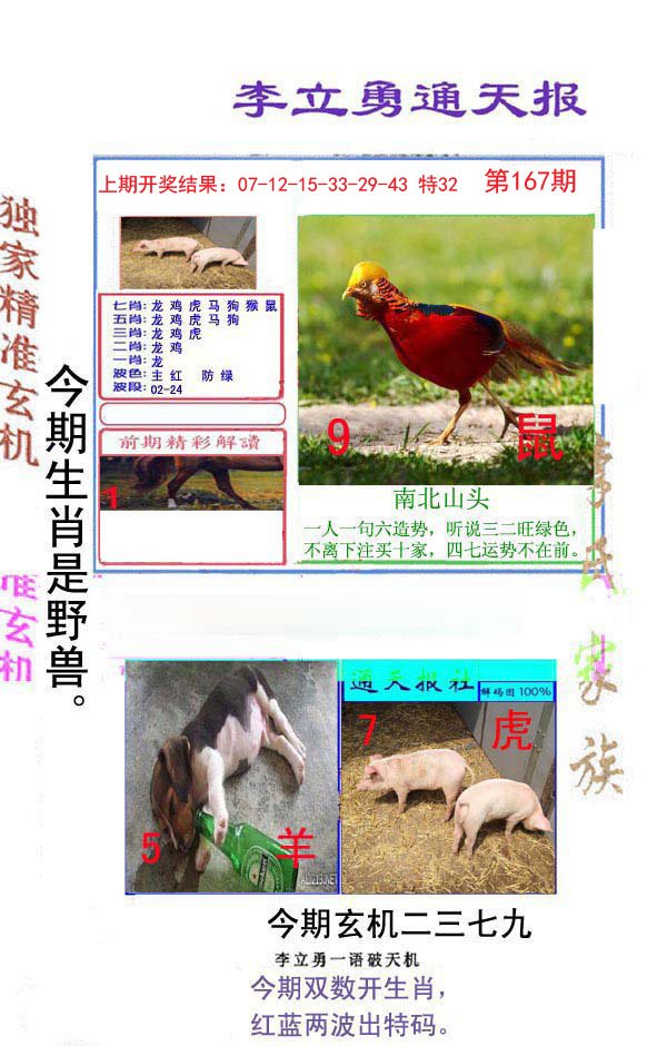 2024167期李立勇通天报