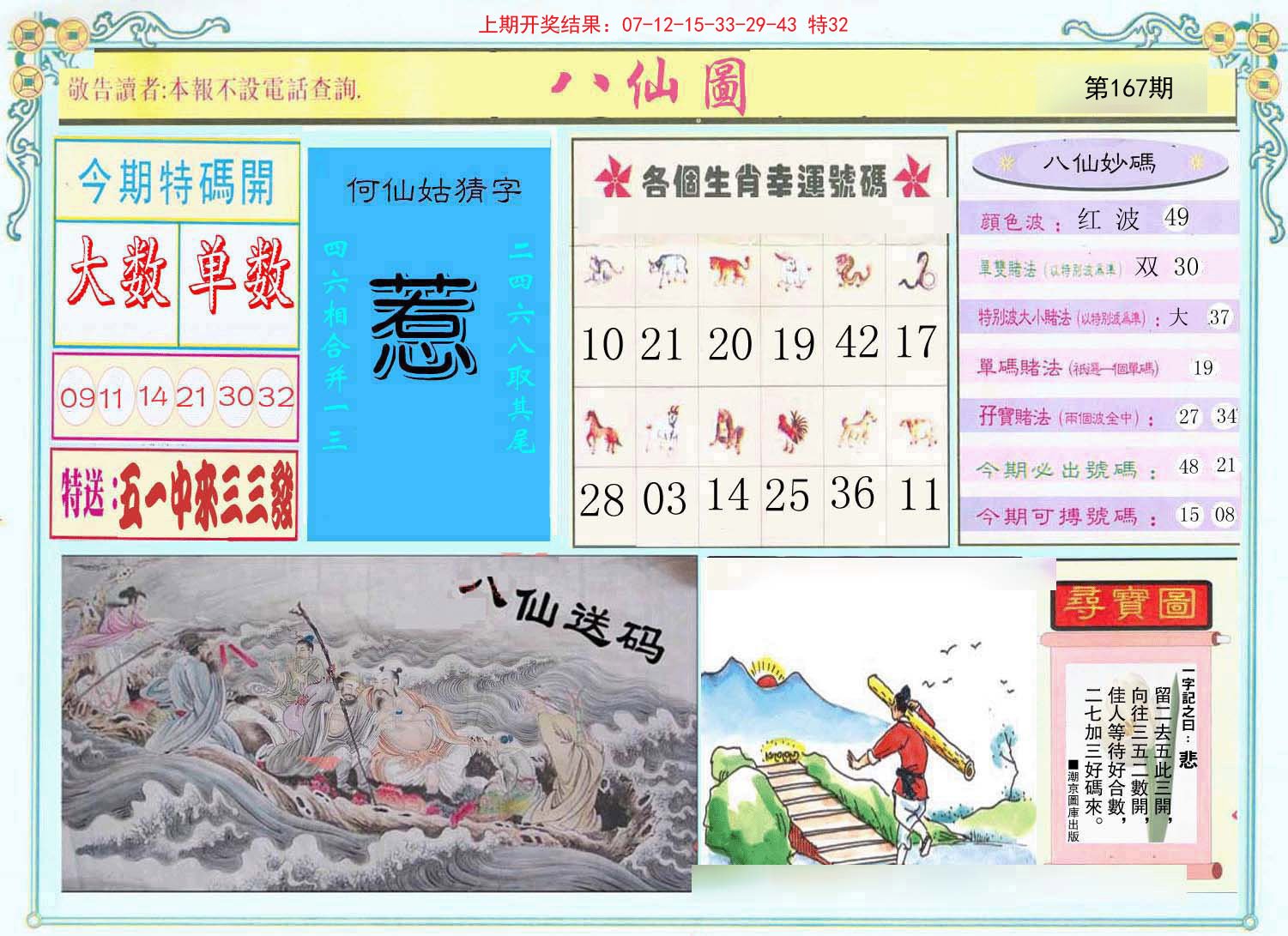 2024167期八仙图