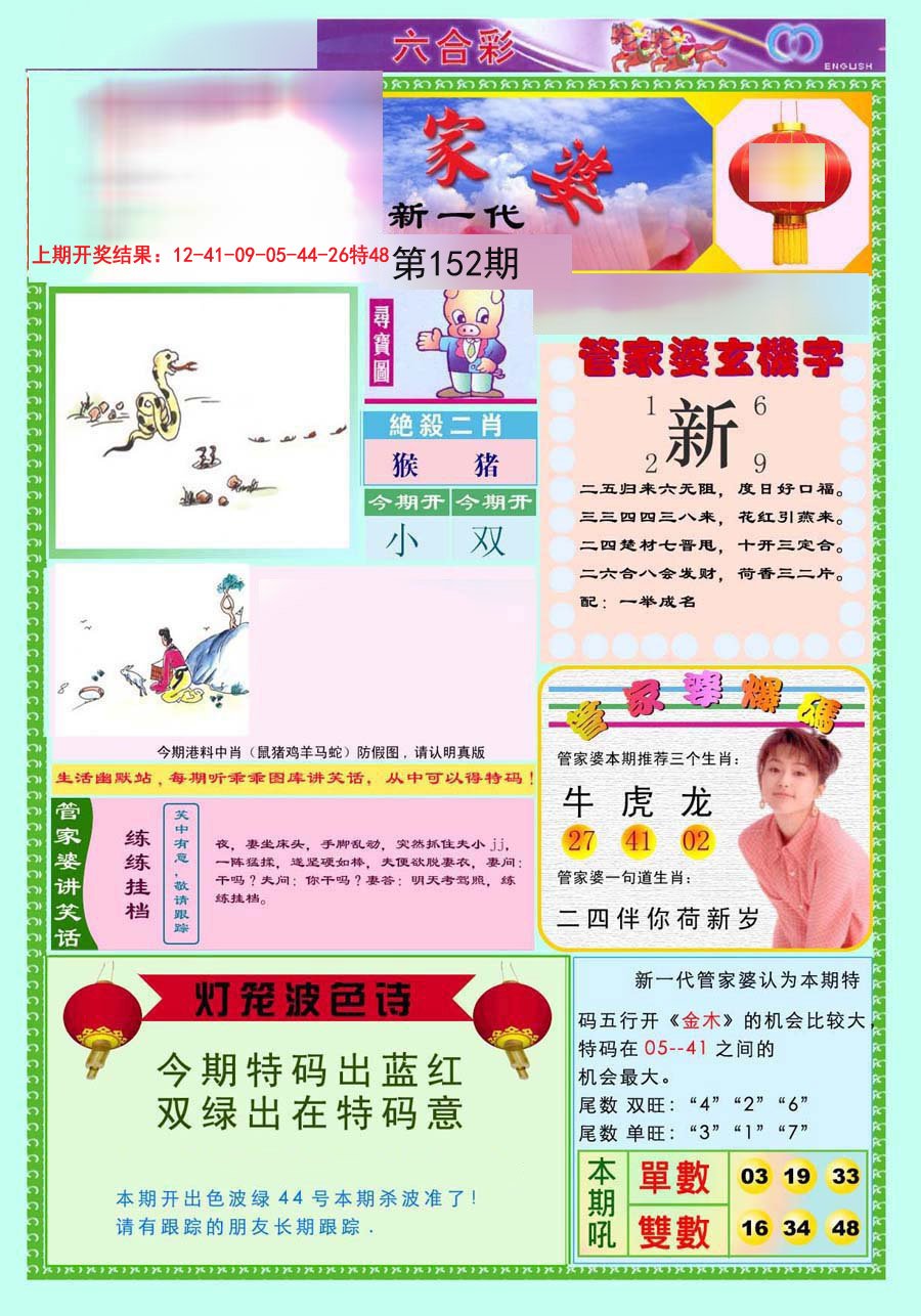 2024152期新一代管家婆
