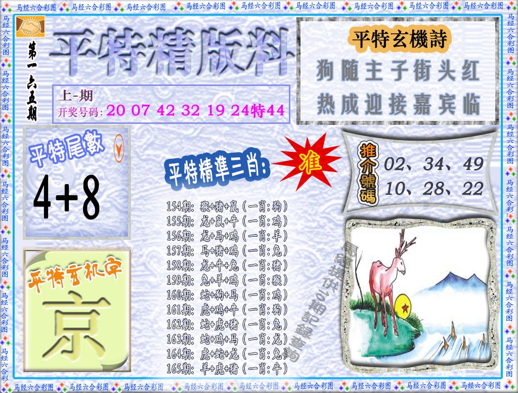 2024165期平特精版料