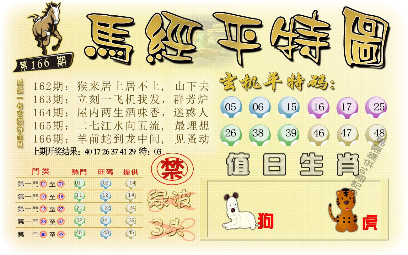 2024166期马经平特图