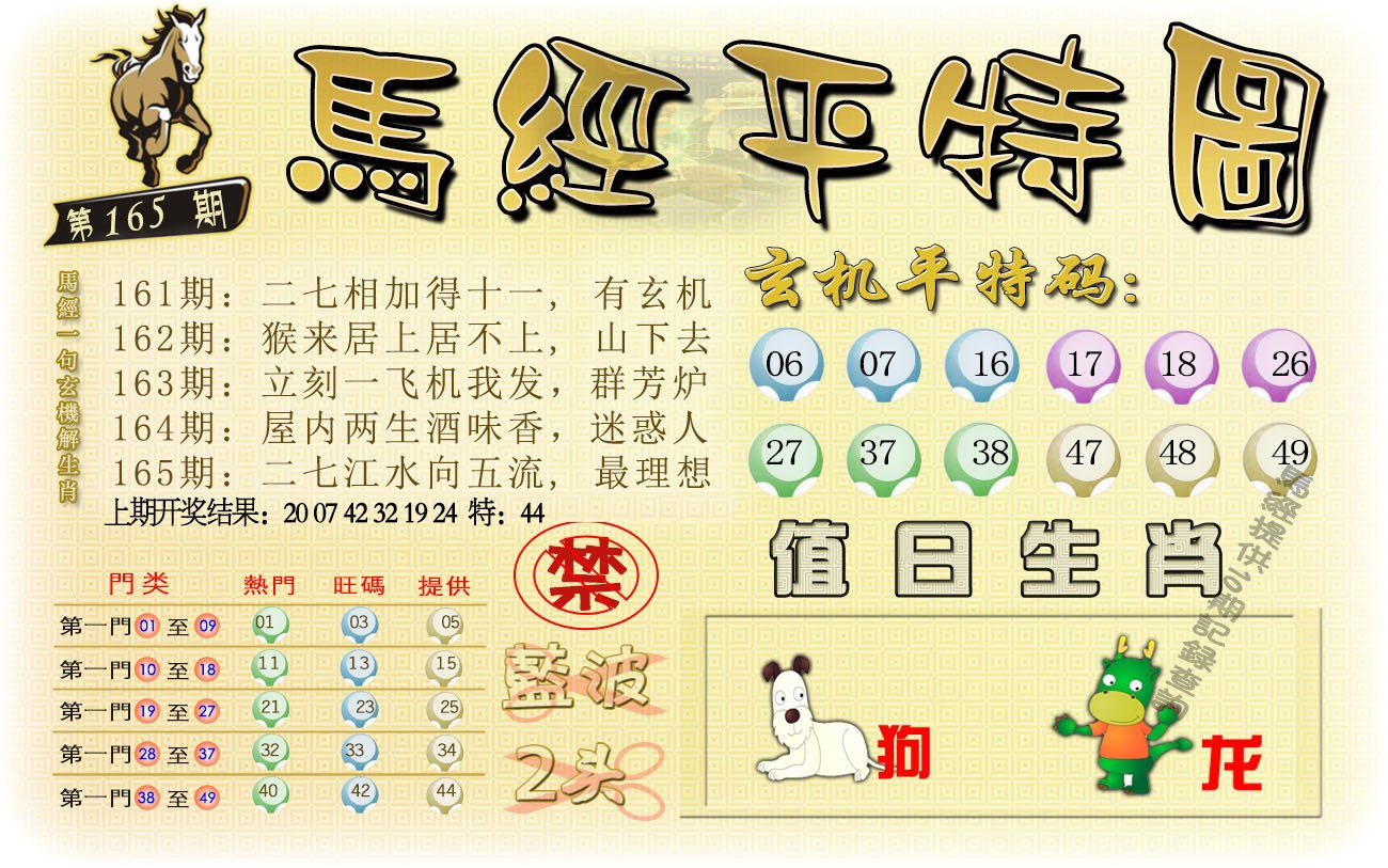 2024165期马经平特图