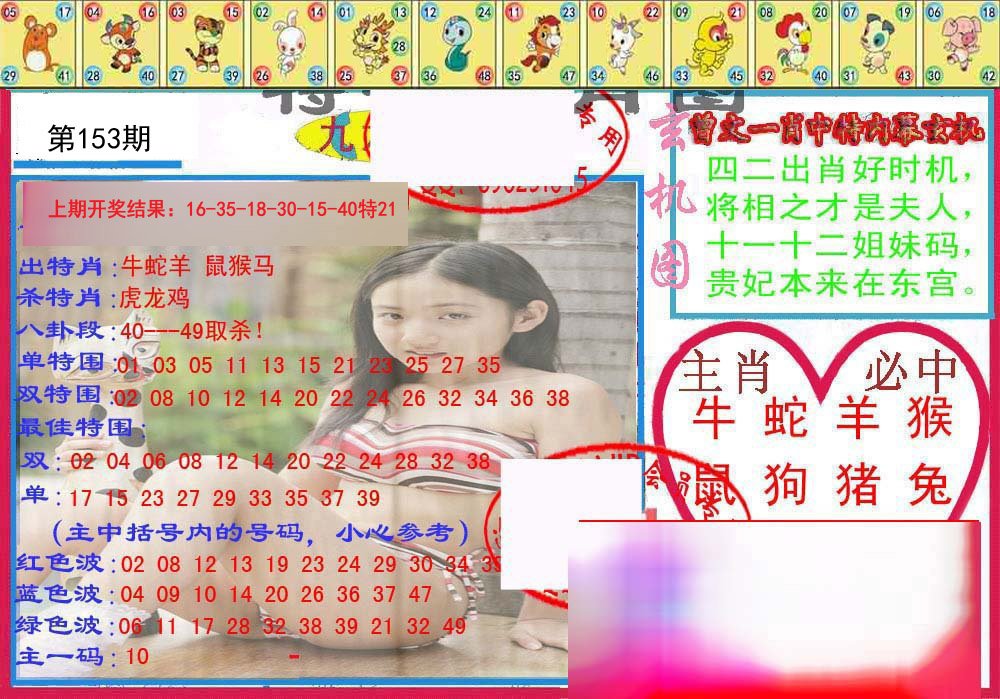 2024153期特码生肖图