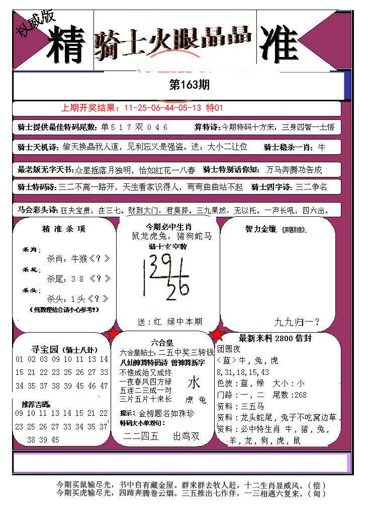 2024163期骑士火眼晶晶a