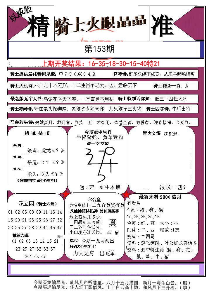 2024153期骑士火眼晶晶a