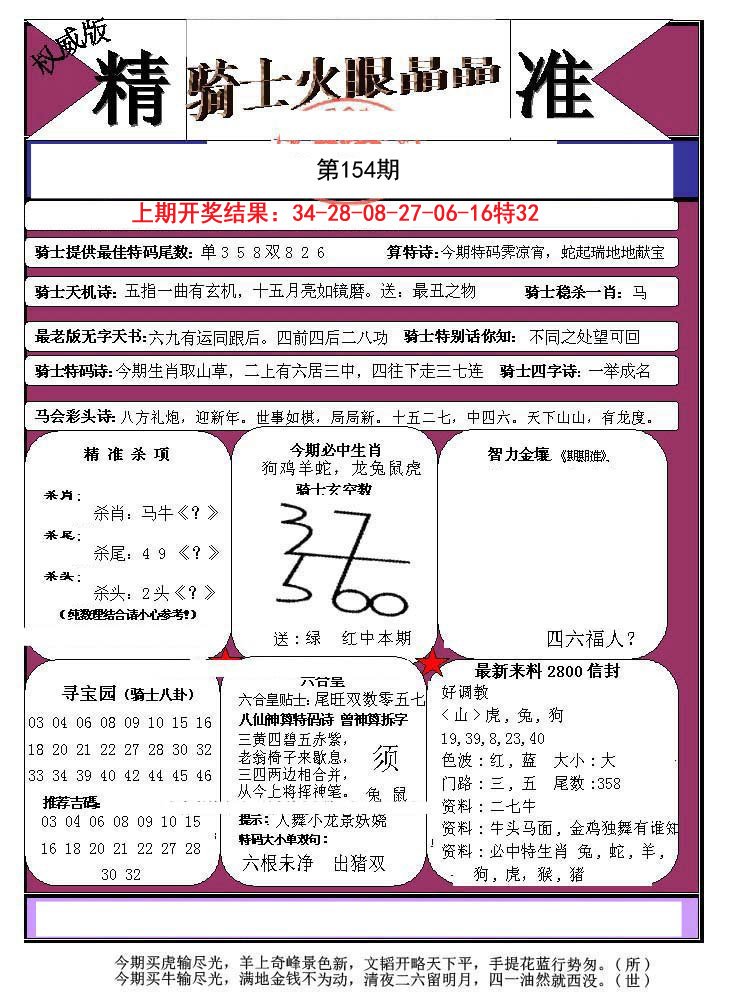 2024154期骑士火眼晶晶a