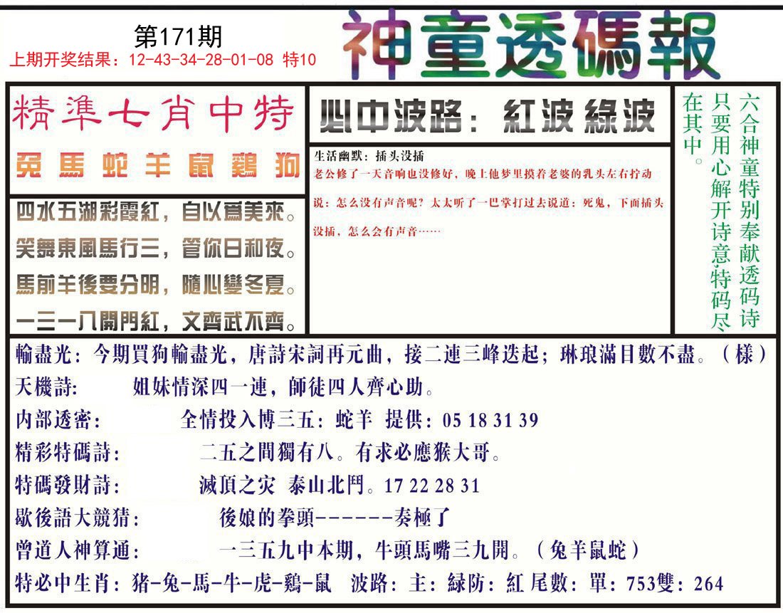 2024171期神童透码报