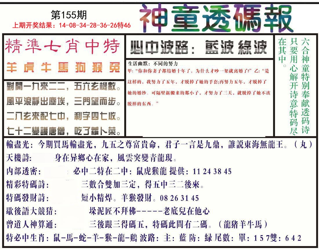 2024155期神童透码报