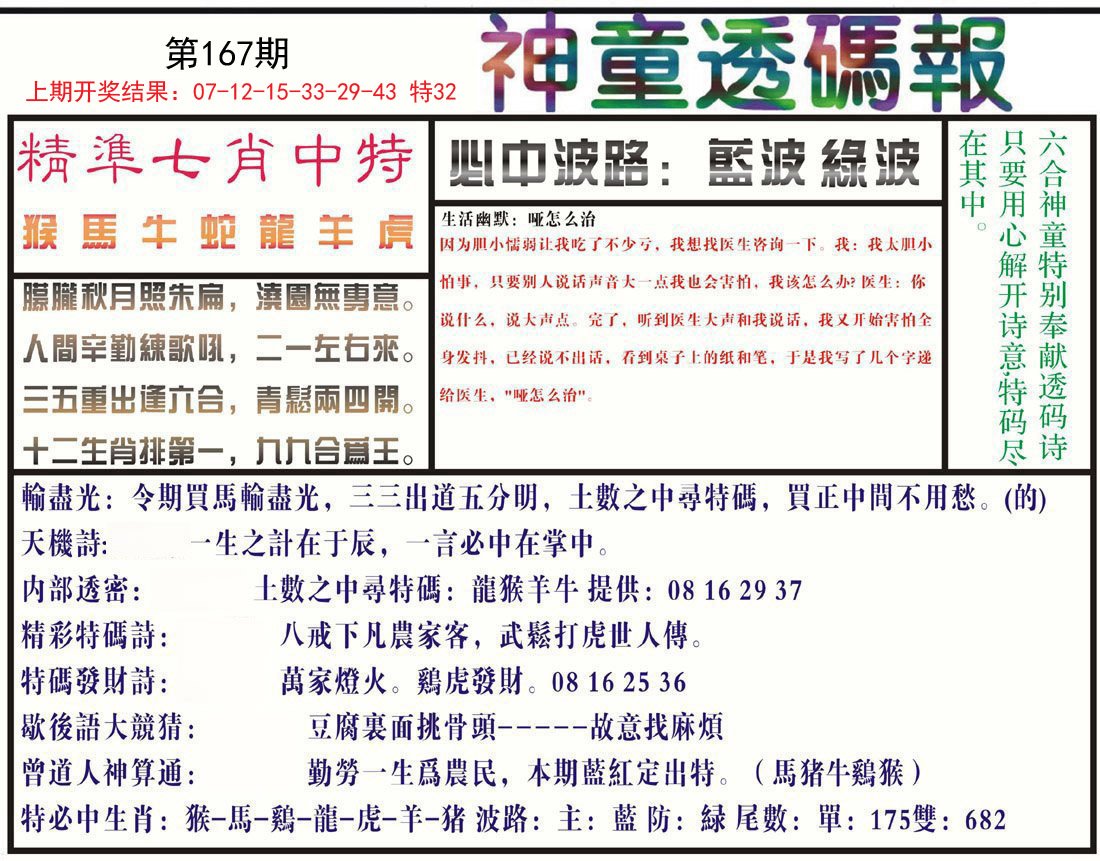 2024167期神童透码报