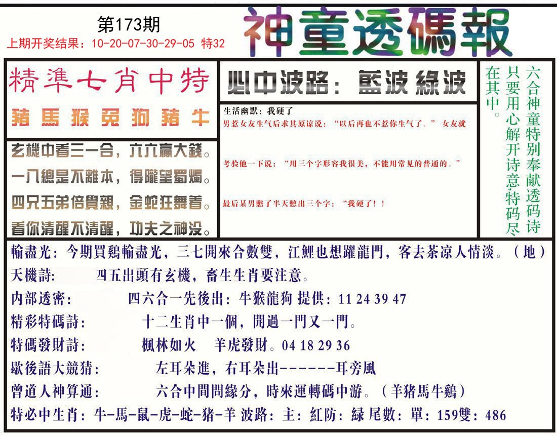 2024173期神童透码报