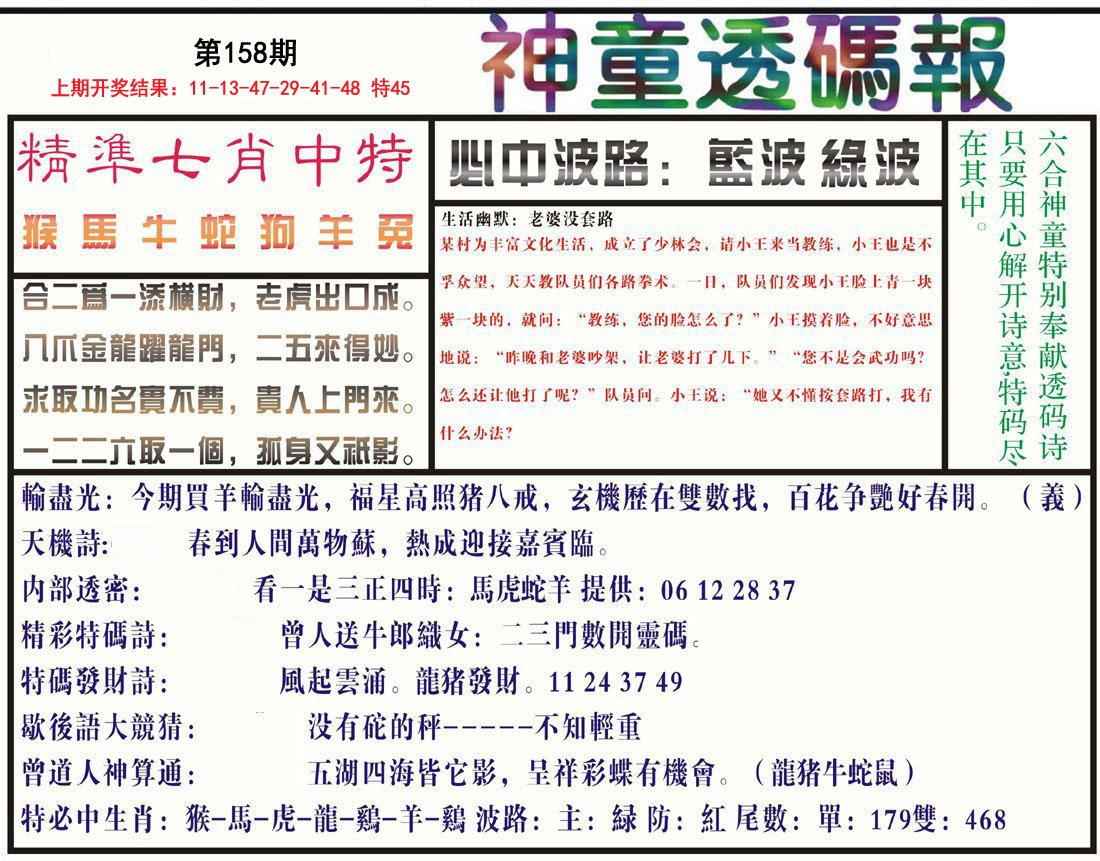 2024158期神童透码报