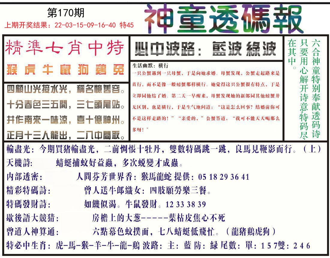 2024170期神童透码报