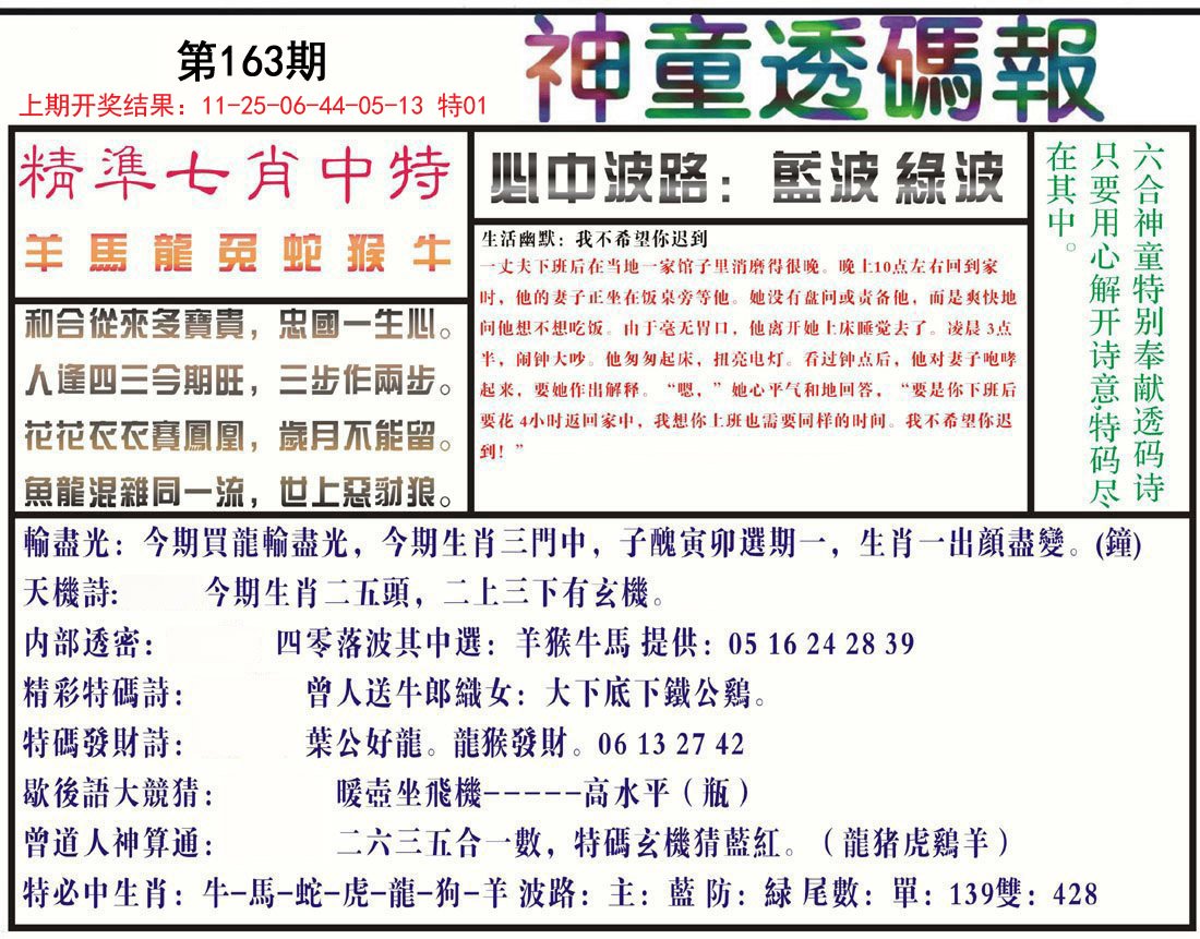 2024163期神童透码报