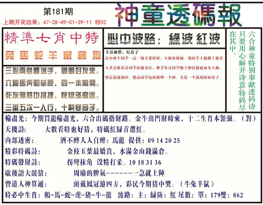 2024181期神童透码报