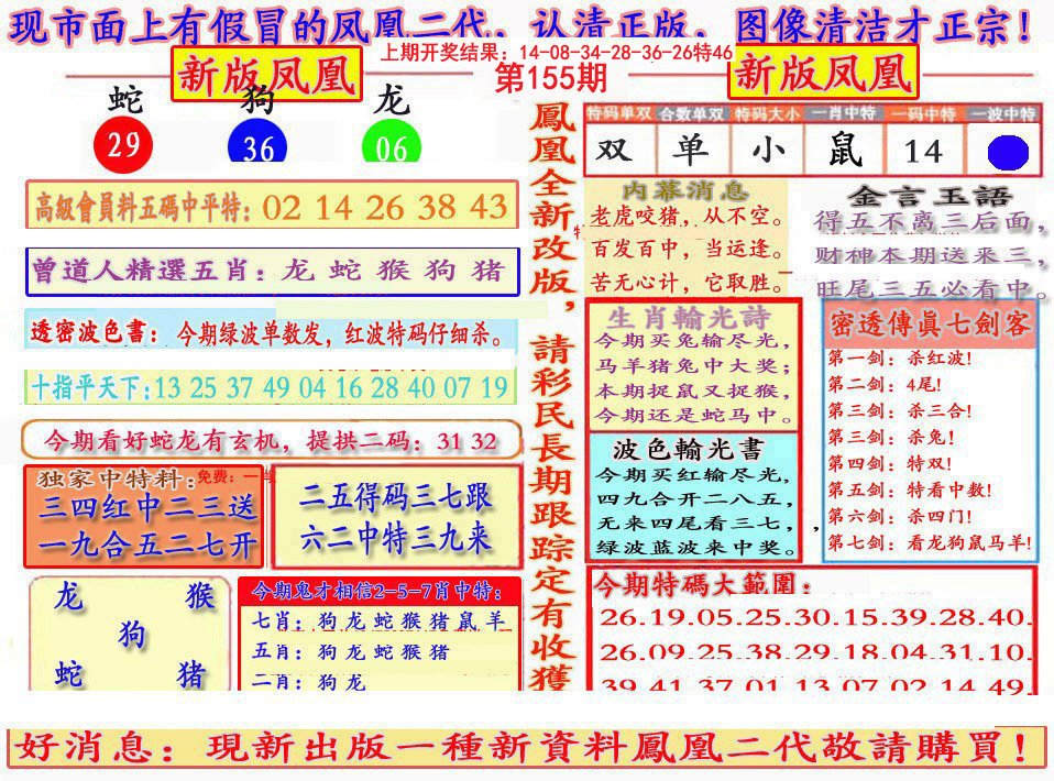 2024155期另二代凤凰报