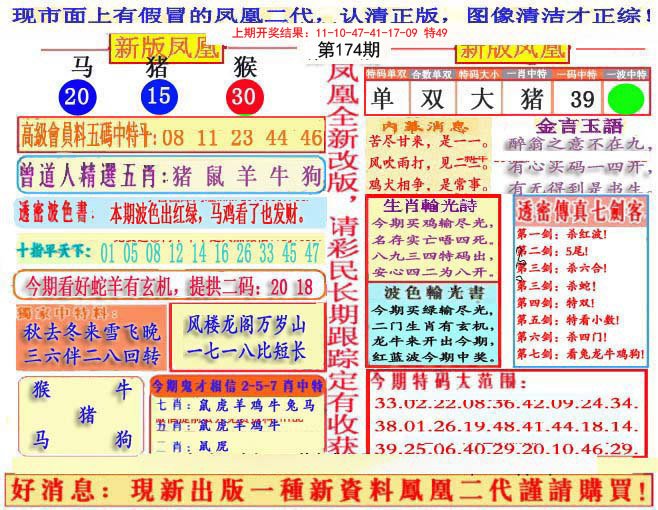2024174期另二代凤凰报
