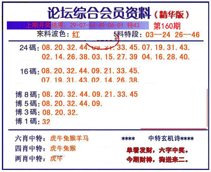 2024160期综合会员资料
