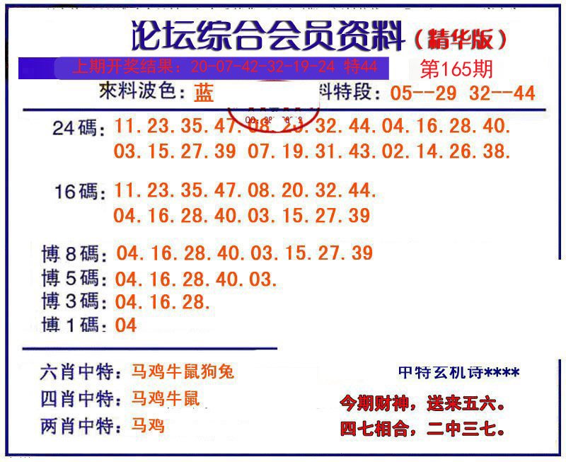 2024165期综合会员资料