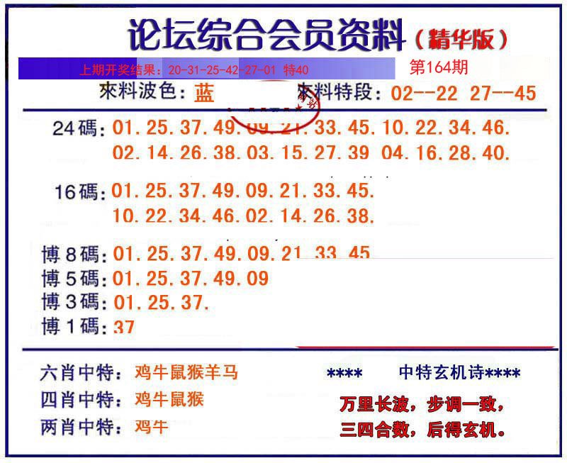 2024164期综合会员资料