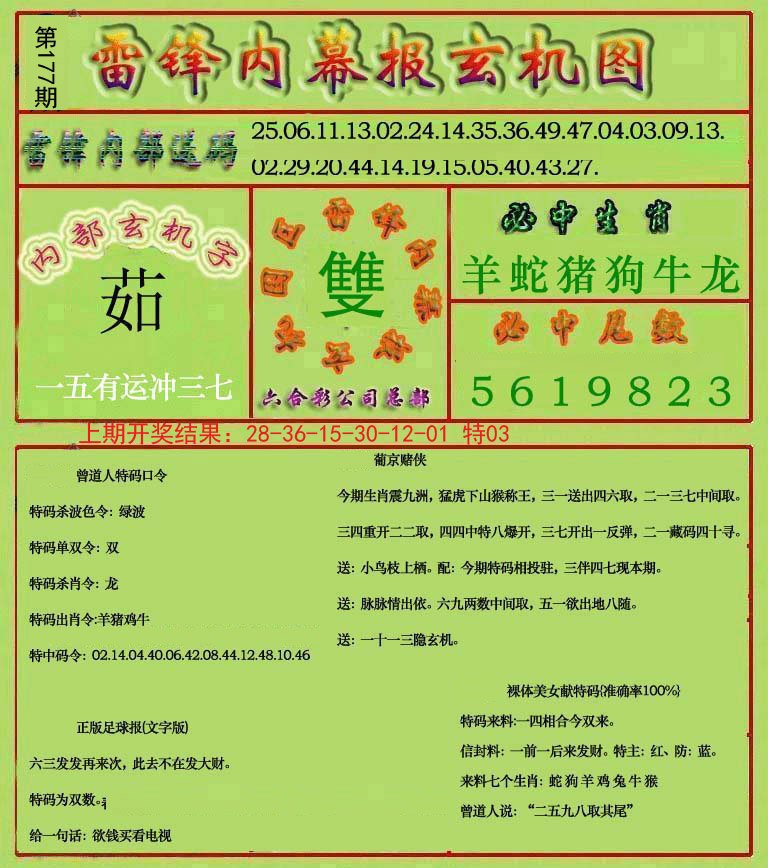 2024177期雷锋玄机报
