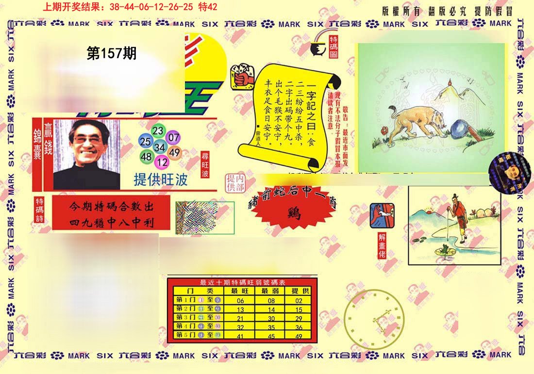 2024157期心水特码(信封)