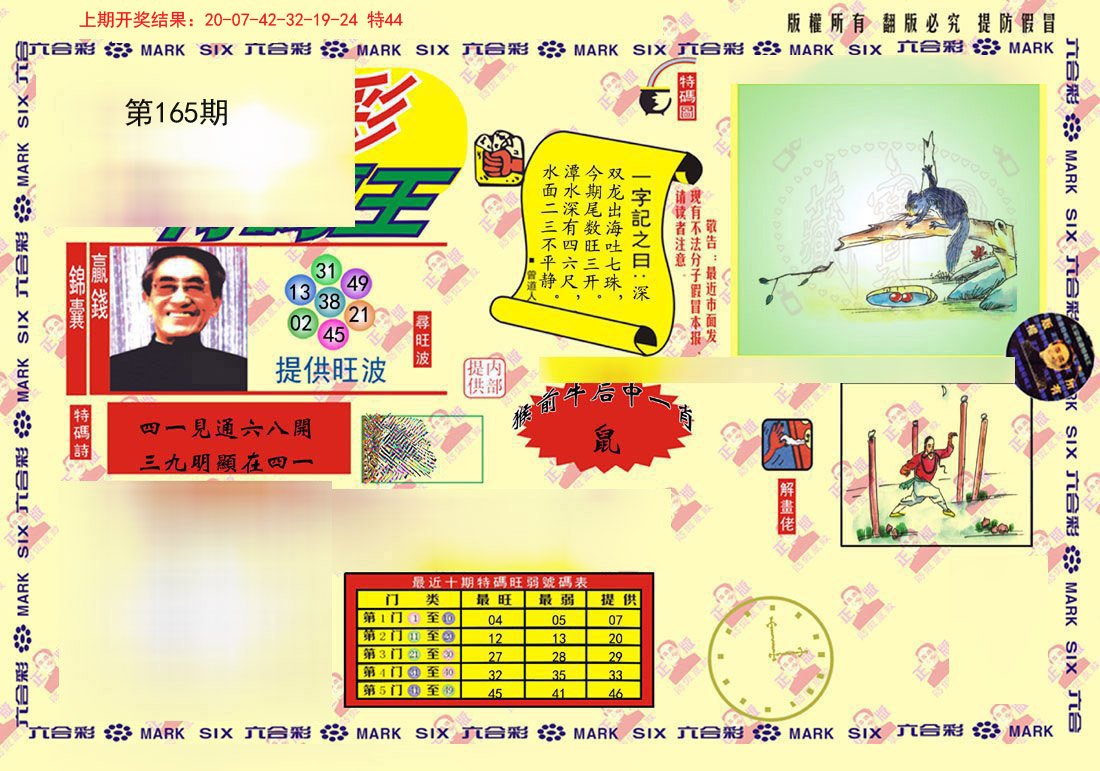 2024165期心水特码(信封)