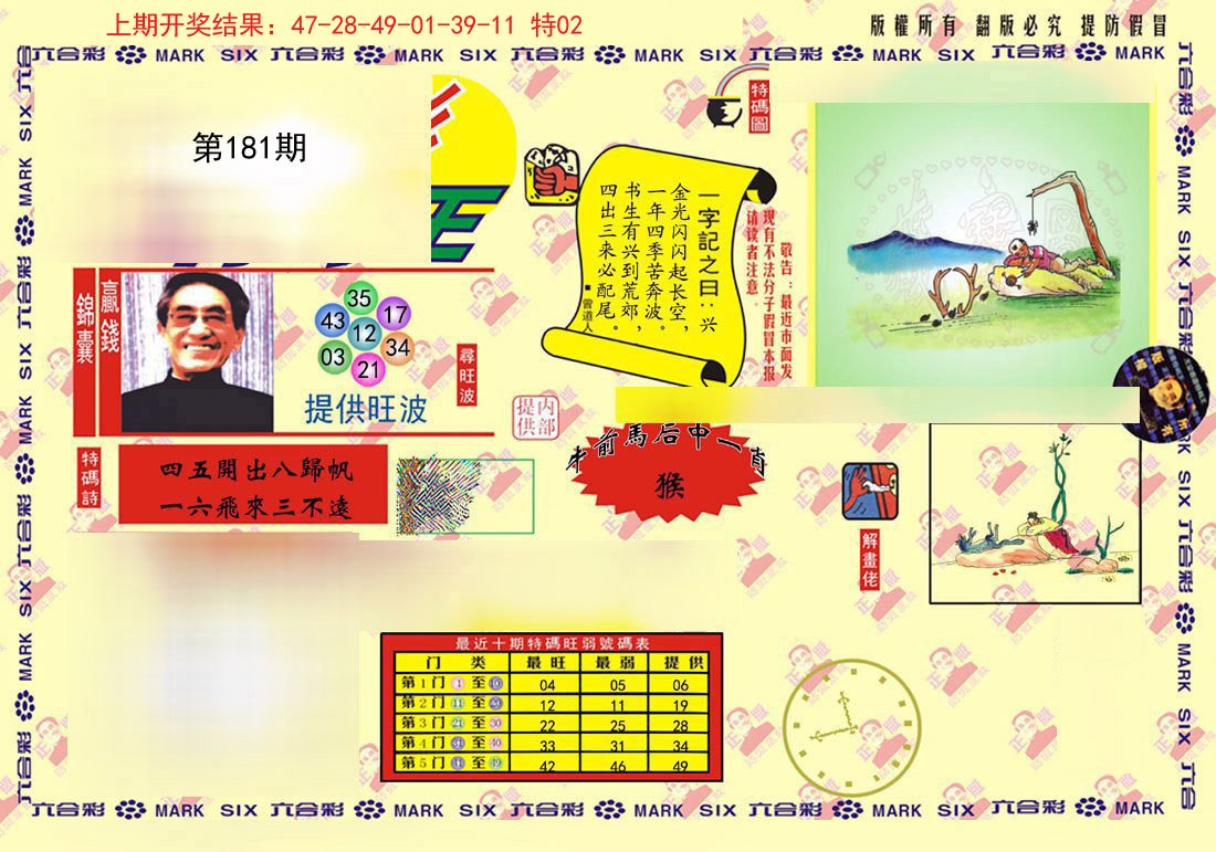 2024181期心水特码(信封)