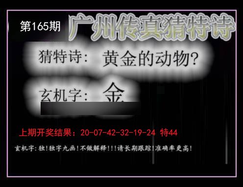 2024165期广州传真猜特诗