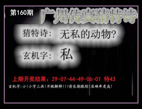 2024160期广州传真猜特诗