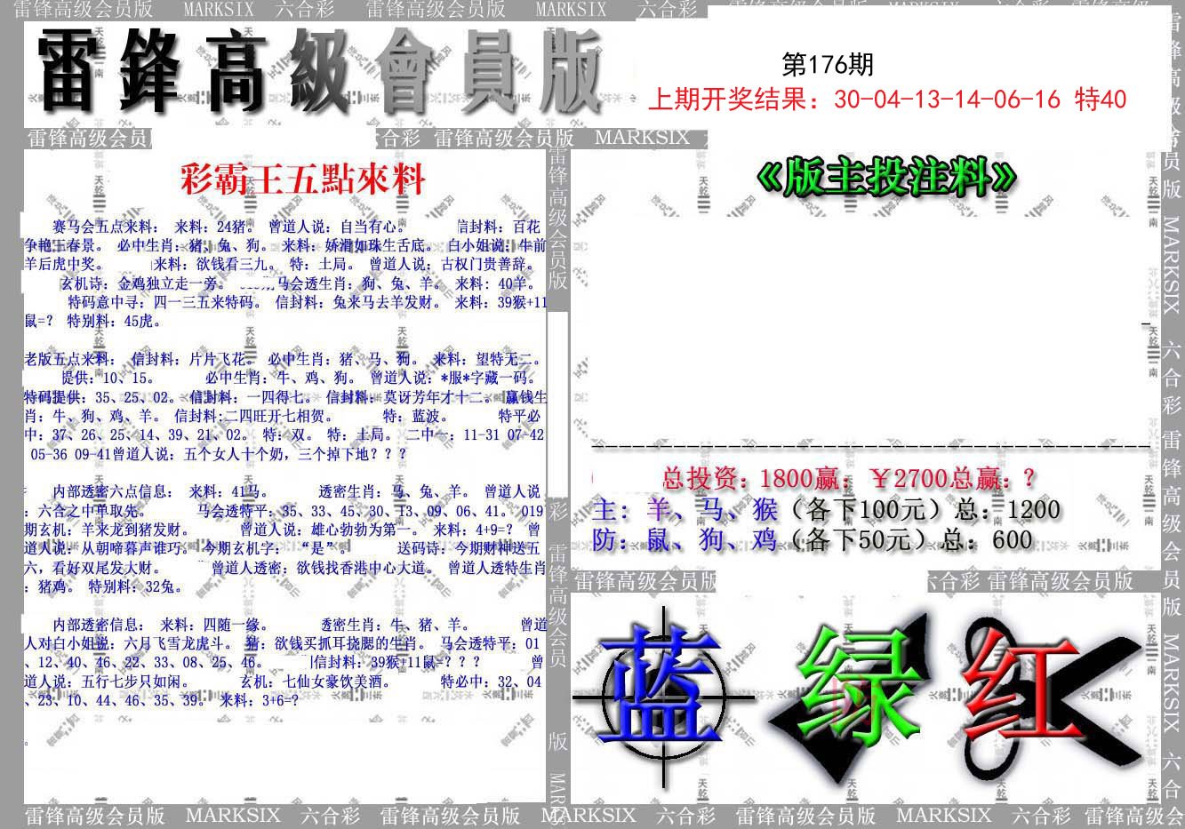 2024176期(假)雷锋高级会员版