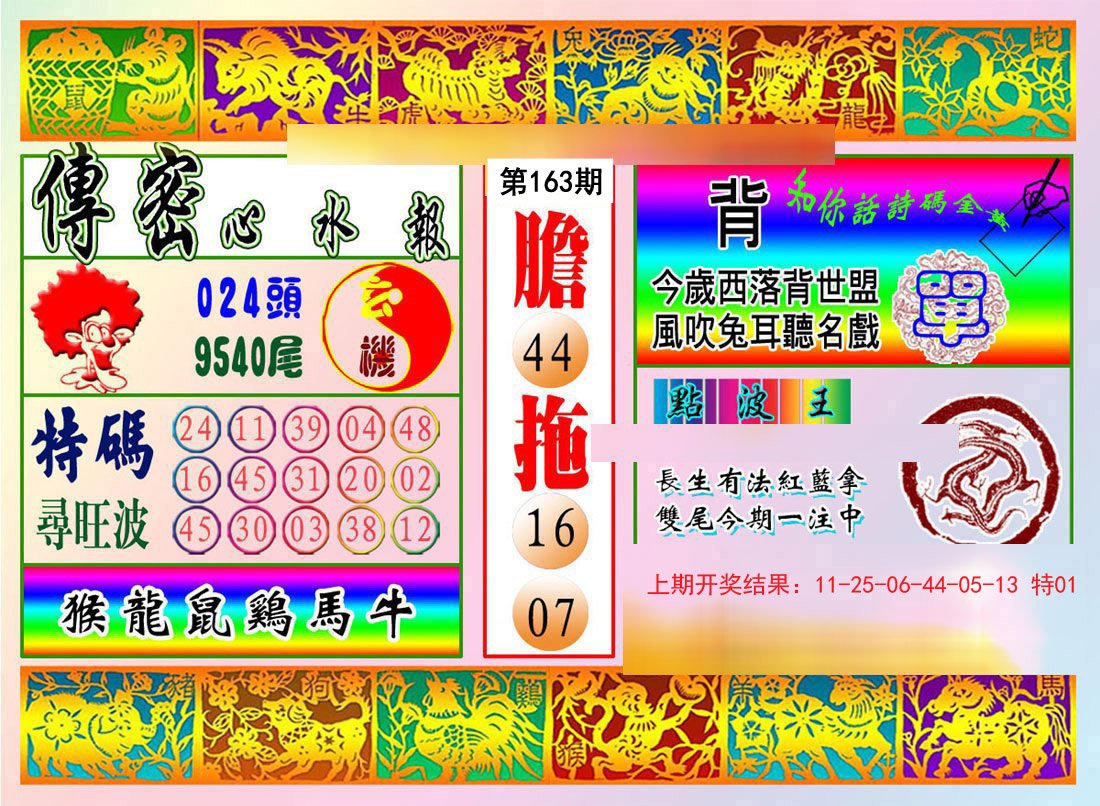 2024163期传密心水报