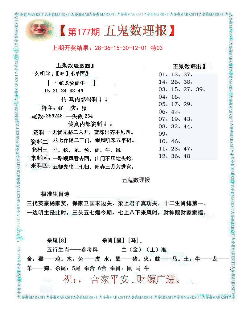 2024177期五鬼数理报