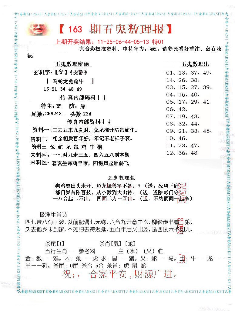2024163期五鬼数理报