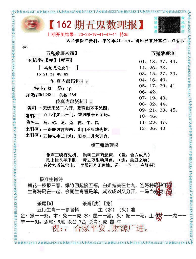 2024162期五鬼数理报