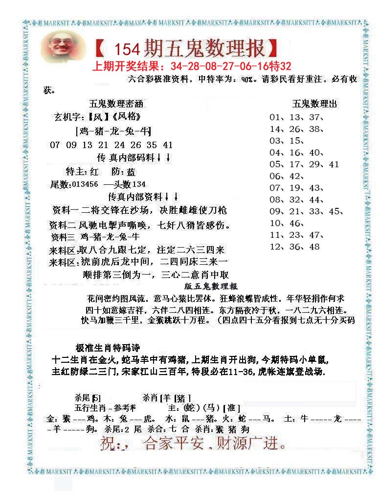2024154期五鬼数理报